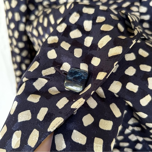 Vintage Silk Anne Klein II Blue and White Blazer Size 4 - Picture 4 of 6